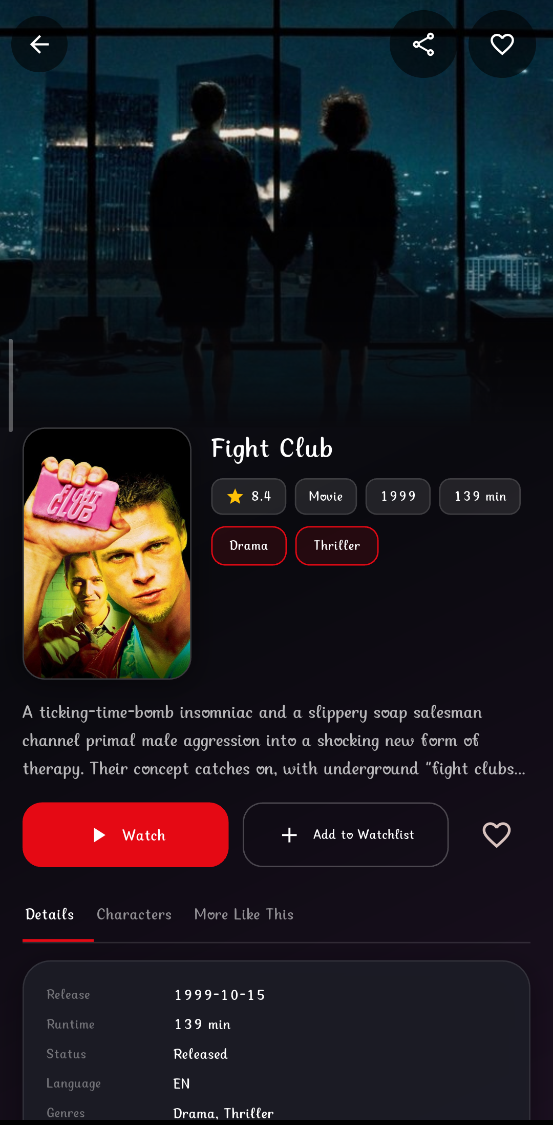 Movie details screen