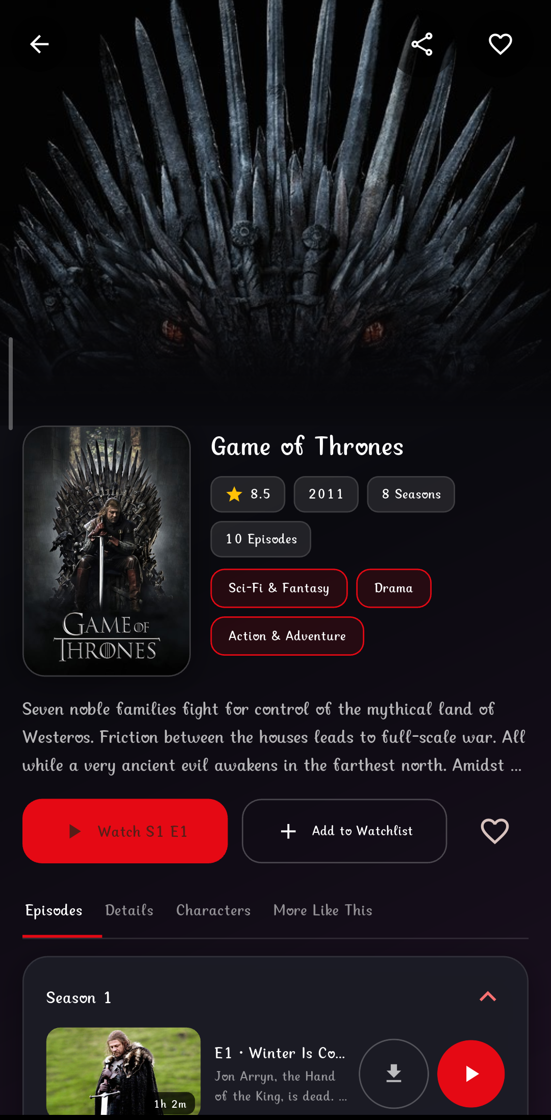 TV show with seasons